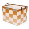 SHUOGUO Checkered Storage Basket, 36L Collapsible Waterproof Canvas Toy Storage Bin，Checkered Room Decor, Blanket Baskets for Closets, Bedrooms, and Gift Baskets