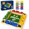 Shut The Box Dice Game 12 Inch Upgraded 2-4 Player Wooden Dice Game Math Addition Games Close The Box Family Wooden Dice Board Game for Kids Adults, Tabletop Version for Classroom, Home, Party or Bar