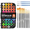 Shuttle Art 58 Pack Watercolor Paint Set, 48 Colors Watercolor Pan with 10 Paint Brushes for Beginners, Artists, Kids & Adults to Water Color Paint, Bullet Journal, Calligraphy Practice