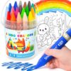 Shuttle Art Jumbo Crayons for Toddlers, 18 Colors Triangle Crayons with Coloring Sheets & PDF Pages, Non Toxic Washable for kids, Coloring Gifts & Mess-Free Art Supplies