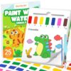 Shuttle Art Paint with Water Coloring Book for Kids, 25 Animals Themed Pages with 2 Brushes, Mess-Free Watercolor Paint Set, Travel-Friendly Art Craft Gift for Toddlers, Birthday Christmas Gift