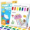 Shuttle Art Paint with Water Coloring Book for Kids, 25 Sea World Themed Pages with 2 Brushes, Mess-Free Watercolor Paint Set, Travel-Friendly Art Craft Gift for Toddlers, Birthday Christmas Gift