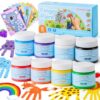 Shuttle Art Washable Finger Paint Set, 8 Colors (3.5 fl oz) Kids Paint with 10 Coloring Sheets, Non Toxic Finger Painting for Toddlers