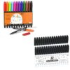 Shuttle Art Wet Erase & Dry Markers Bundle - 12 Colors Wet Erase Markers + 32 Pack Black Dry Erase Markers
