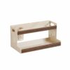 SiaBiced Kitchen Storage Shelf Spice Rack Organizer Stand With Carbon Steel Frame And Wood Grain Panels For Countertop Storage Suitable for cooking townhouses, Milk White, 40cm