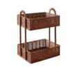 SiaBiced Storage Basket Organizer Two-Tier Shelf Woven Design Rack Bin for Home Items Suitable for Kitchen Balcony Vanity