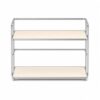 SiaBiced Storage Shelf Tabletop Organizer Rack Stand With Chrome Metal Frame And Acrylic Shelves Mobile Beaded Base Open Frame Structure Suitable for home office vanity counter sink, White