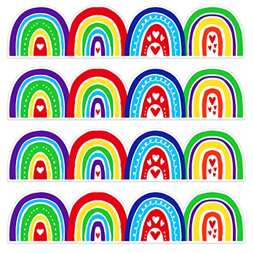 SICOHOME Boho Bulletin Board Borders,48pcs Bulletin Borders Stickers,Boho Classroom Decor,Rainbow Bulletin Board Trim Back to School Decoration,Waterproof Back to School Classroom Office Chalkboard
