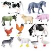 SIENON 12Pcs Farm Animals Toys Figures Set, Miniature Realistic Plastic Barn Cattle Farmyard Playset for Kids Toddlers Educational Learning Christmas Easter Egg Birthday Party Favors Cake Decorations