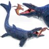 SIENON Jurassic Mosasaurus Dinosaur Toy Figure 11.4’’, Mosasaurus Hunting for Pterosaur Model Dino Figurines, Large Plastic Ocean Dinosaur Playset for Bath Pool Toy Cake Topper (Pterosaur Included)
