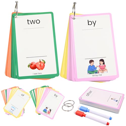 Sight Word Flash Cards – 100 Fry & Dolch Dry Erase Flash Cards with Markers for Kids Ages 4–8 – Reading Flash Cards, Writing & Spelling Practice for Preschool, Kindergarten, 1st & 2nd Grade