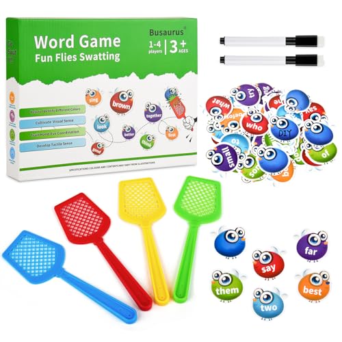 Sight Words Learning Game, Dolch Word Literacy & DIY Swat Educational Game with Dry Erase Flying Cards, Montessori Spelling Toys for Kids, Classroom Must Haves, Teacher Supplies, Back to School