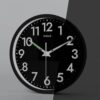 Silent Non Ticking Led Wall Clock Light Sensor Auto Illuminated Adjustable Brightness Black (White Glow) 10 inch