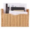 SiliFine 1 Pack Wall File Holder, Woven Hanging Basket Magazine Holder Wall Mounted Hanging Baskets File Organizer Pocket for Office Home Decorative Mail Magazine