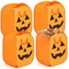 SiliFine 4 Pack 25 Gallons Large Halloween Pumpkin Candy Bucket, Pop up Trick or Treat Candy Basket Bag, Foldable Gift Tote Bags, Halloween Decoration for Party Favor Supplies