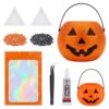 SiliFine Halloween Mini Orange Pumpkin Bedazzling Kit 2.5 Inch DIY Coloring Decorations with Pumpkin Gem Glue Tray and Tweezer Art and Craft Party Supplies for Holiday Festive Gift
