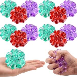 Silipull 12 Pack Crunchy Stress Balls for Kid Bead Filled Noisy Stress Balls Sensory Fidget Toy Funny Squeeze Ball for Anxiety Relief Birthday Party Favor Goodie Bag Stuffer Classroom Prize Adult Teen