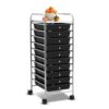 SILKYDRY 10 Drawer Rolling Storage Cart, Organization Cart with Drawers for Craft Makeup Paper Tool Art Supply, Versatile Utility Cart on Wheels for Home Office Classroom School (Black)