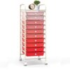 SILKYDRY 10 Drawer Rolling Storage Cart, Organization Cart with Drawers for Craft Makeup Paper Tool Art Supply, Versatile Utility Cart on Wheels for Home Office Classroom School (Gradient Pink)