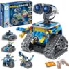 Sillbird Robot Building Kit with Remote Control STEM Gifts for Boys Ages 8-12, Coding Robotic Toys for Kids Birthday, Build 5in1 Models with 488 Pieces - Blue