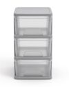 Silver Medium 3-Drawer Plastic Organization Tower, Rolling Storage Cart with Lockable Casters for Bedroom Bathroom Office Craft Supplies