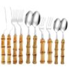Silverware Set Bamboo 18/8 Stainless Steel Silver Pack Of 10