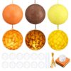 Simgoing 12 Sets Fall Crafts with LED Candlelight DIY 3D Autumn Tissue Paper Lantern Hanging Decoration Harvest Party Suncatchers Lanterns Craft Kits for Fall Autumn Harvest Party Decors Home Activity
