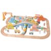 Simhoa Children Building Blocks Wooden Train Set Railway Play Set Tracks Bridge Crane Buildings Vehicles Signs Figures for Scene Building Suitable for Home playroom Birthday Gift