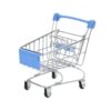 Simhoa Mini Shopping Cart Kids Utility Storage Toy Iron Material Multipurpose Miniature Desktop Ornament Suitable for Children Imaginative Decor, Light Blue