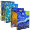 Simind 4 Pack A5 Van Gogh Notebooks Thick Superhard Cover Spiral Notebooks Hardcover Spiral Journals Spiral Bound Journal 8.3"x 6.3" College Ruled 4x160 Pages 100GSM Supplies for School Office Gifts