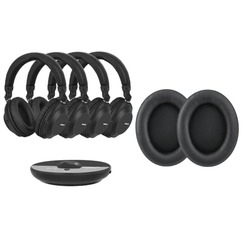 SIMOLIO Wireless TV Headphones for Group Listening with Replacement Ear Cushions, TV & Bluetooth Mode, Bypass to Soundbar, Individual Volume Control, 3 EQ Modes, 164ft Long Range, Soft Memory Foam Ear