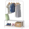 Simple Houseware Kids Freestanding Clothing Garment Rack with Shelf, White