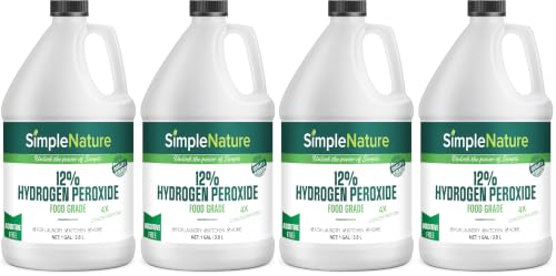 SimpleNature 12% Food Grade Hydrogen Peroxide Solution - 2 Gallons - Natural Multipurpose Cleaner - Made in USA - Ideal for Commercial, Residential, Kitchen, Bath, Laundry, and More (Pack of 2)