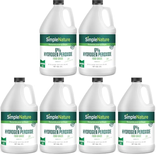 SimpleNature 6% Food Grade Hydrogen Peroxide Solution - 2 Gallons - Natural Multipurpose Cleaner - Made in USA - Ideal for Commercial, Residential, Kitchen, Bath, Laundry, and More (Pack of 3)