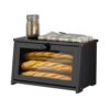 Simple Trending Bread Box for Kitchen Countertop, Large Bamboo Bread Storage with Window, Farmhouse Bread Container for Cabinet Pantry, Black
