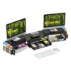 Simple Trending Dual Monitor Stand with Drawer and 2 Pen Holders, Black