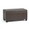 SIMPLIHOME Dover 36" Wide Linen Look Fabric Storage Ottoman in Cloud Grey