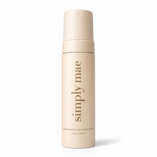 Simply Mae Self Tanner Mousse - Streak-Free Sunless Tanning Foam, USA Made with Natural & Organic Ingredients, Essential Oil Based, No Fake Tan Smell, Natural Glow for Face & Body (Medium, 6.7 Fl Oz)