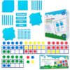 Simply Magic 131+4 PCS Jumbo Blue Magnetic Base Ten Blocks & 48 PCS Magnetic Ten Frames for Math
