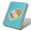 simsenty Sardine Tin Spiral Notebook 5.5x8.3 Inch, Retro Fish Journal