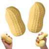 Sinbana 2pcs Peanut Squishy, Realistic TPR & Flour Fidget Squeeze Toys