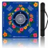 Sindlloger Mahjong Mat for Table, 31.5 x 31.5 Inch American Mahjong Mat with Printed Rules, Thick Anti-Slip Noise-Reducing Game Mat (Flowers 11)