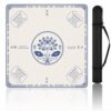 Sindlloger Mahjong Mat for Table, 31.5 x 31.5 Inch American Mahjong Mat with Printed Rules, Thick Anti-Slip Noise-Reducing Game Mat (White E)
