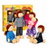 Sing2sky Wooden Dollhouse People Set - 5-Piece Poseable Family Figures (Father, Mother, Brother, Sister, Baby) - Forest-Style Montessori Pretend Play Dolls for Toddlers, Girls & Boys Ages 3+
