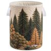 Singhoow 16" x 22" Quilted Laundry Basket with Handles Large Rustic Forest Quilted Hamper Soft Storage Basket Farmhouse Cabin Decor for Bedroom Laundry Room Clothes Toys Organizer