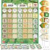 Sinload Classroom Calendar Pocket Chart Set Calendar Bulletin Board Set Seasons Festival Weather Pocket Chart for Classroom Decoration Back to School Supplies(Jungle,Green)