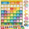Sinload Classroom Calendar Pocket Chart Set Calendar Bulletin Board Set Seasons Festival Weather Pocket Chart for Classroom Decoration Back to School Supplies(Multicolor,Crayon)