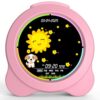 Sinoviwe Kids Alarm Clock Sun & Moon LED Display with Day & Date OK to Wake Clock with Night Light for Kids Children's Sleep Trainer Gift for Boy and Girls (Pink)