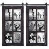 Sintuff 2 Sets 6 Opening Picture Frame Collage, Fit 5x7 Photos, Distressed Black Wooden Barn Door Window Farmhouse Picture Frame Collage for Living Room Bedroom Wall Decor