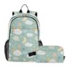 siphylline Cloud Star Moon Light Green Sky Kids School Backpack Boys School Bag With Lunch Bag Book For Boys 9-10 years